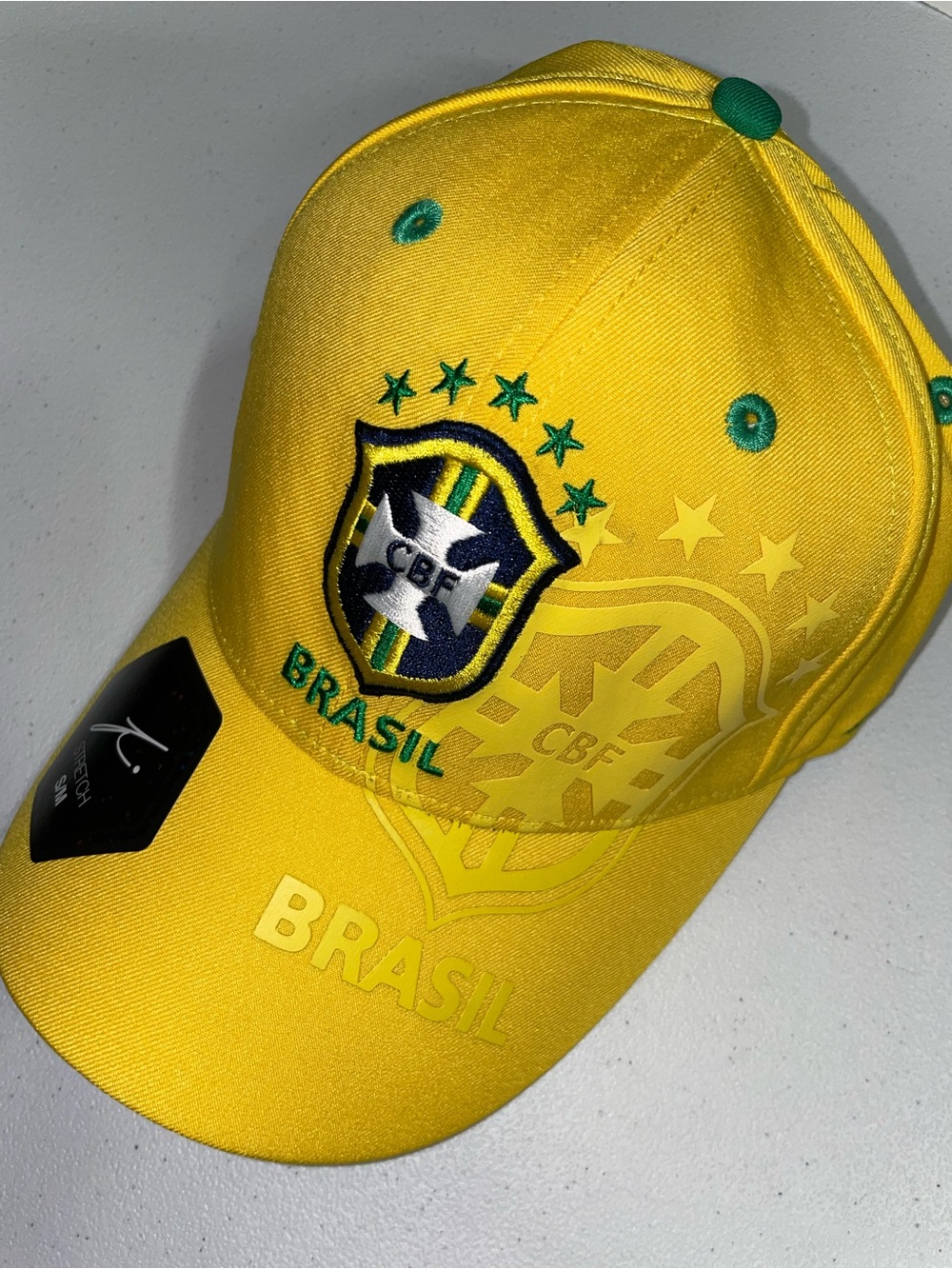 Soccer/World Cup: Yellow & Green Brasil/Brazil Fitted Cap (Small/Medium)